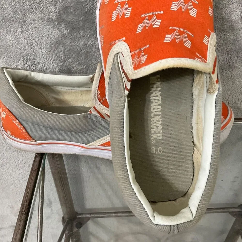 Whataburger Logo Canvas Slip On Shoes Sneakers Men's Size 8 Orange flying W